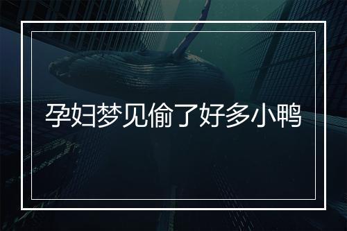 孕妇梦见偷了好多小鸭