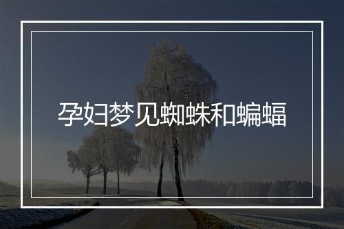 孕妇梦见蜘蛛和蝙蝠