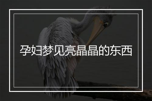 孕妇梦见亮晶晶的东西