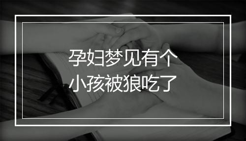 孕妇梦见有个小孩被狼吃了