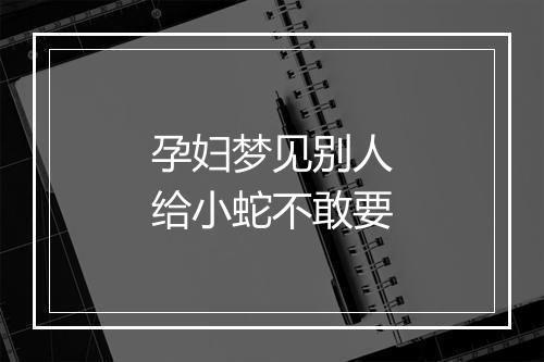 孕妇梦见别人给小蛇不敢要