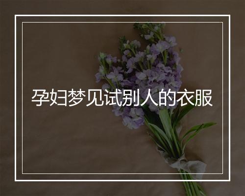 孕妇梦见试别人的衣服