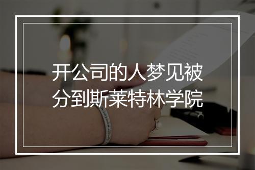 开公司的人梦见被分到斯莱特林学院