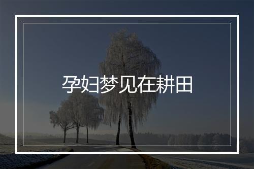 孕妇梦见在耕田