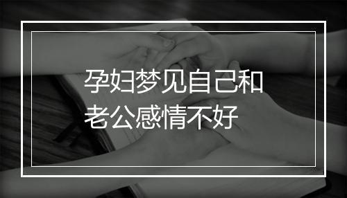 孕妇梦见自己和老公感情不好