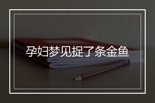 孕妇梦见捉了条金鱼