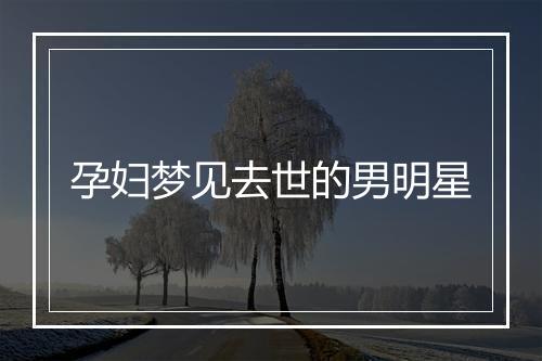 孕妇梦见去世的男明星