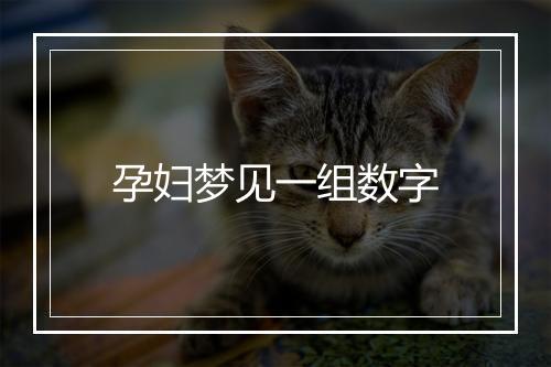 孕妇梦见一组数字