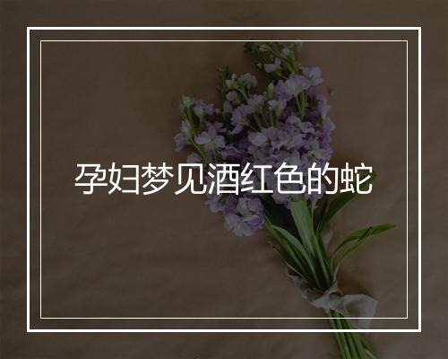 孕妇梦见酒红色的蛇