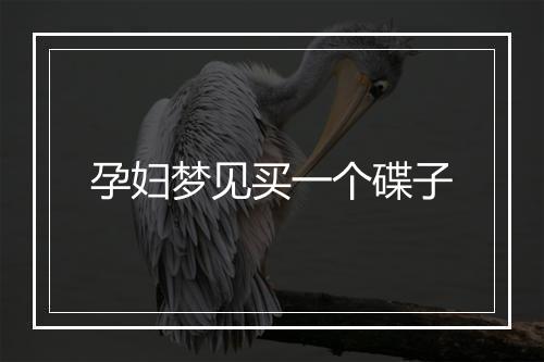 孕妇梦见买一个碟子