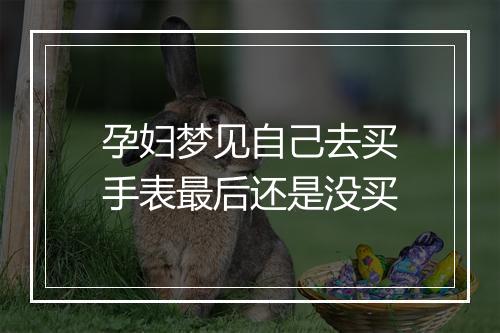 孕妇梦见自己去买手表最后还是没买