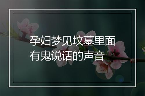 孕妇梦见坟墓里面有鬼说话的声音