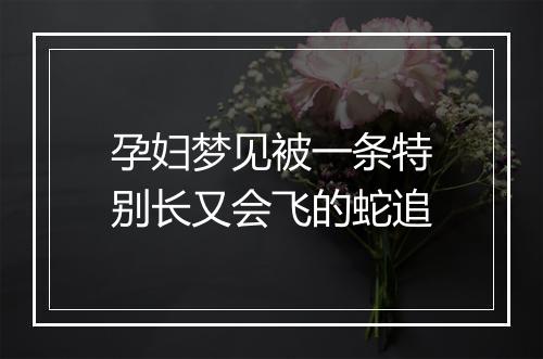 孕妇梦见被一条特别长又会飞的蛇追