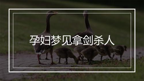 孕妇梦见拿剑杀人