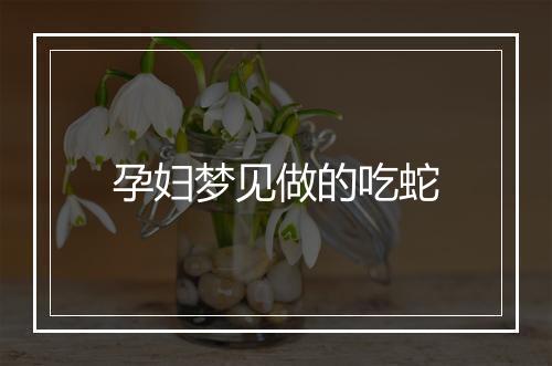 孕妇梦见做的吃蛇