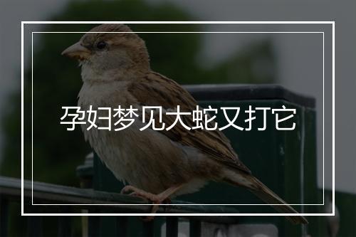 孕妇梦见大蛇又打它