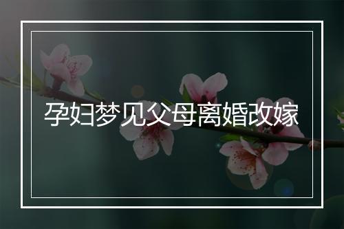 孕妇梦见父母离婚改嫁