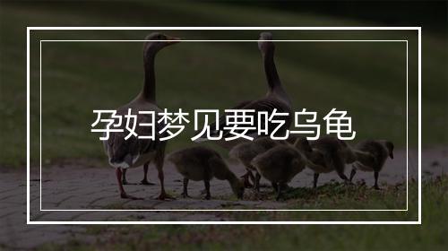 孕妇梦见要吃乌龟