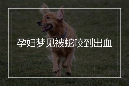 孕妇梦见被蛇咬到出血