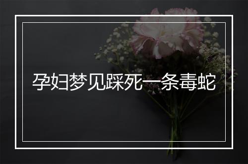 孕妇梦见踩死一条毒蛇