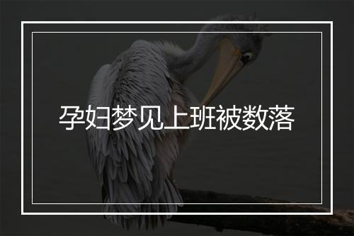 孕妇梦见上班被数落