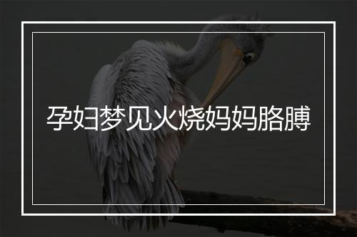 孕妇梦见火烧妈妈胳膊