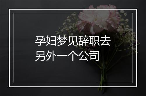 孕妇梦见辞职去另外一个公司