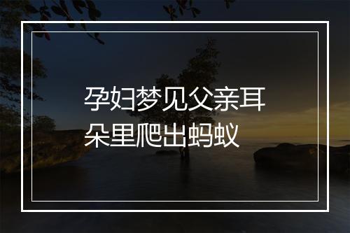 孕妇梦见父亲耳朵里爬出蚂蚁