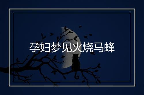 孕妇梦见火烧马蜂