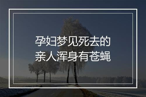 孕妇梦见死去的亲人浑身有苍蝇