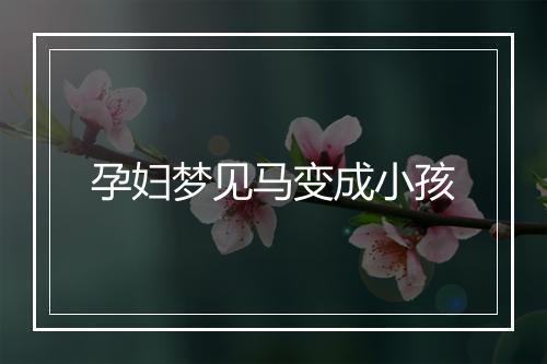 孕妇梦见马变成小孩