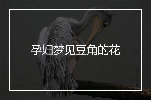 孕妇梦见豆角的花