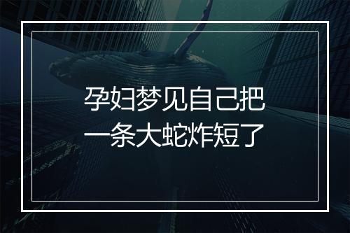 孕妇梦见自己把一条大蛇炸短了