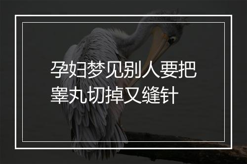 孕妇梦见别人要把睾丸切掉又缝针