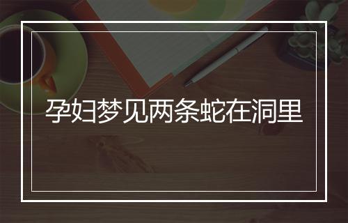 孕妇梦见两条蛇在洞里