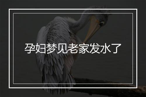 孕妇梦见老家发水了