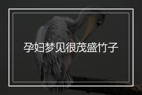 孕妇梦见很茂盛竹子