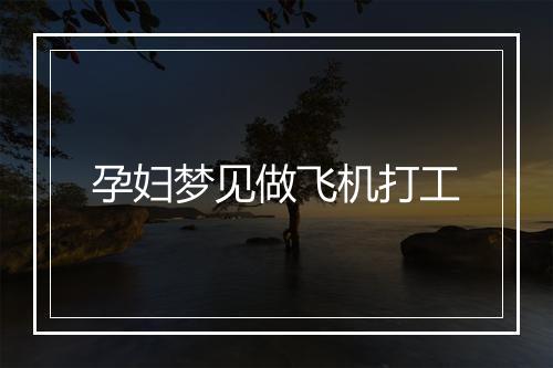 孕妇梦见做飞机打工