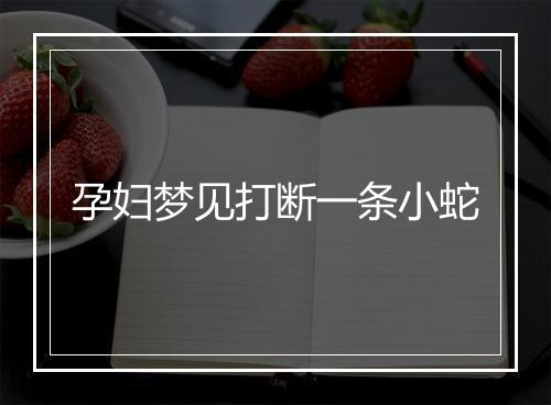 孕妇梦见打断一条小蛇