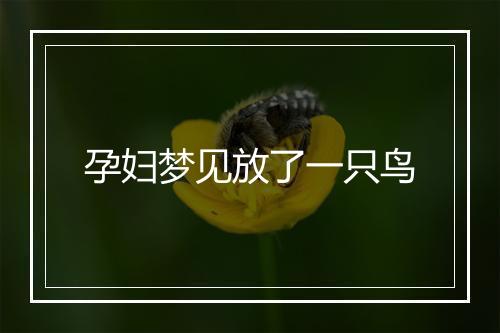 孕妇梦见放了一只鸟