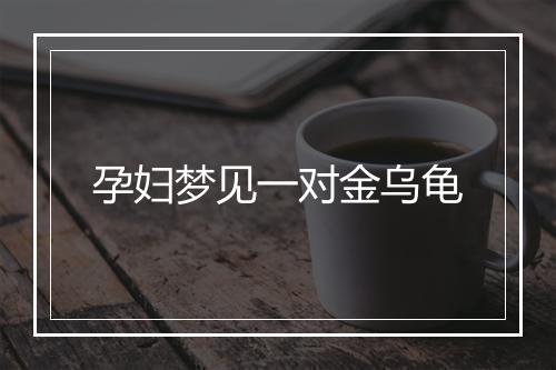 孕妇梦见一对金乌龟