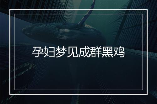 孕妇梦见成群黑鸡