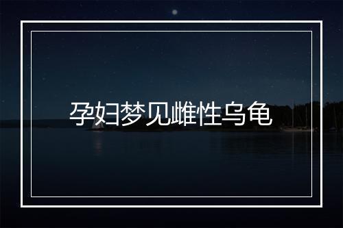 孕妇梦见雌性乌龟