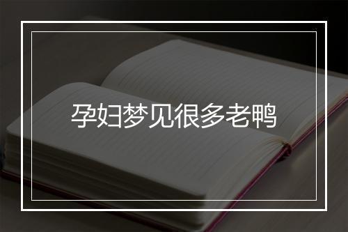 孕妇梦见很多老鸭