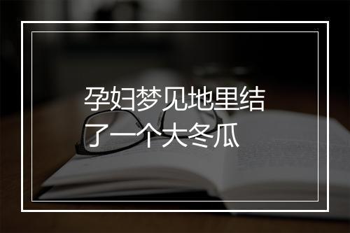 孕妇梦见地里结了一个大冬瓜