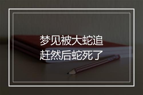 梦见被大蛇追赶然后蛇死了