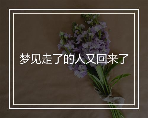 梦见走了的人又回来了