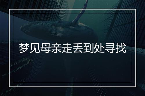 梦见母亲走丢到处寻找