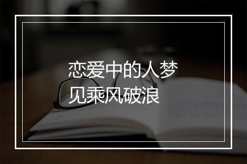 恋爱中的人梦见乘风破浪