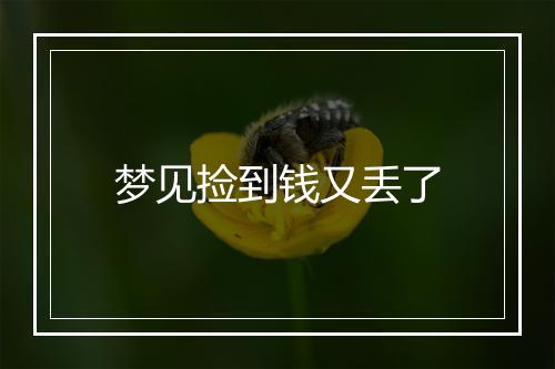 梦见捡到钱又丢了